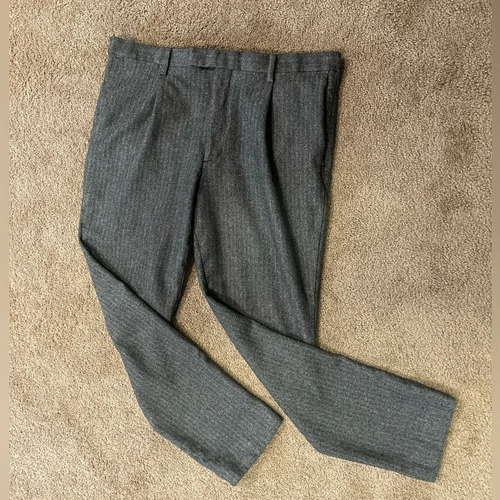 Banana Republic Men's Slim Fit Marzotto SUPER 110's Gray Herringbone Wool 34x30